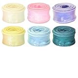 6 Rollen Schillerndes Organzaband, 4 cm X 9 m Regenbogenfarben Organza Geschenkband, Transparentes Chiffonband Schimmernde, Glitzerndes Organzaband für Geschenkverpackungen und Hochzeitsdekorationen