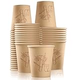XIAQICA 100 Stück Pappbecher 240ml Ø 7,5 mm Kompostierbare Bio Bambusfaser Braun Kaffeebecher Isolierte Verdicken Robust Auslaufsicher Papbecher Weihnachten Getränkebecher für Kaffee Tee