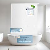 Rapid Teck® Halb-Kassetten Duschrollo 80cm | stilvolles Design Milky Stone | Duschvorhang mit Seilzug | Modernes Duschrollo für Badewanne | Duschrollo für Dusche und kleine Bäder