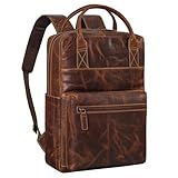 STILORD 'Topaz' Großer Leder-Rucksack Herren Damen Reiserucksack mit Kofferhalterung Business Daypack perfekt als Tagesrucksack, Bürorucksack oder Laptoprucksack 16 Zoll, Farbe:luino - braun