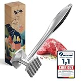 kjøk Premium Fleischklopfer aus Zinklegierung in Chrom matt - Schnitzelklopfer oder Fleischhammer für Schnitzel spülmaschinenfest - Schnitzelhammer Fleischplattierer Plattierer Geschenkverpackung