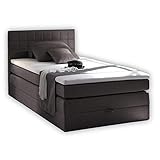 Stella Trading HAWAII 2 Boxspringbett 140x200 mit Bettkasten, Anthrazit 2 - Bequemes Bett mit 7-Zonen-Federkern Matratze H2-H3 & Komfortschaum Topper - 141 x 107 x 209 cm (B/H/T)