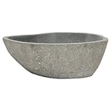 vidaXL Waschbecken Flussstein Naturstein Aufsatzwaschbecken Waschschale Waschtisch Handwaschbecken Bad Waschplatz Badezimmer Oval 37-46cm