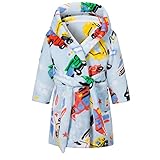 Taigood Kinder Bademantel Jungen Mädchen Hoodie Roben Kleinkind weichen Pyjamas Nachtwäsche- Gr. 4-5 Jahre, Regenbogen Autos