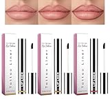 Peel Off Lipliner Set, 3 Farben Matte Lipliner Stain, Langanhaltender Abziehbarer Lip Tint Lippenkonturenstift, Lip Tattoo mit Hochpigmentierte Farbe, Lip Stain Wasserfest für Frauen Pralle Lippen