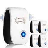 Bugshield Milbenstecker, Mäuseabwehr Ultraschall, Ultraschall-Milbenabwehrgerät, leiser und sicherer Betrieb, Plug & Play, Für Schlafzimmer, Kinderzimmer und Büro, Chemiefrei, Pack of 4(4-stück)