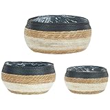 wkao Körbe Pflanzgefäß Gewebt Zimmerpflanzen 3 Stück Seegras Liner Kunststoff enthalten Größen 3 Große Indoor Pflanzkörbe Dekorative Pflanztöpfe