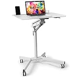 Duronic WPS57 Arbeitstisch | Laptoptisch 70 x 52 cm bis 10 kg | Computertisch mit Rollen | Höhenverstellbarer Projektortisch für Beamer | Sitz-Stehtisch Schreibtisch Rolltisch Beistelltisch Sofatisch