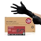 Ansell Microflex Black Dragon BD-100L Einweg-Latex-Handschuhe mit voller Textur, für Lebensmittelverarbeitung, Automobil, XL, Schwarz, 2000 Stück