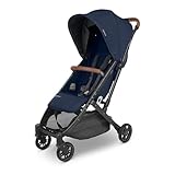 UPPAbaby Minu V2 Reise-Kinderwagen, leicht, tragbares Design, einhändig faltbar, Schultergurt und Leder-Stoßstange inklusive, Noa (Marineblau/Carbonrahmen/Sattelleder)