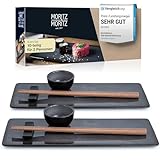 Moritz & Moritz VIDA 10-tlg. Sushi Geschirr Set für 2 Personen - Sushi Servierset mit 2x Sushi-Teller, Dip-Schälchen und Stäbchen