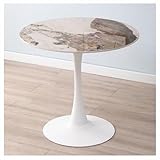 Moderne Marmor Bistro Esstisch mit Metallbasis Runde Küche Tisch für 4-Sitzer 60cm Größe Perfekt für Küche Esszimmer Wohnzimmer Stilvolle Möbelstück