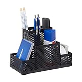 Relaxdays Schreibtischorganizer Metall, Büro Stiftehalter, Schreibtischköcher Kinder, gelocht, HxBxT: 11x16x8cm, schwarz