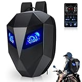 MOCOERL Helmrucksack für Motorrad, programmierbarer Motorradrucksack, Helmtasche mit LED-Anzeige, wasserdichte 3D-Hartschalen-Umhängetasche, Schwarz