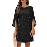 COOAN Damen Formales Festliche Kleid Hochzeitsgäste Kleider Cocktail Spitze Pailletten Evening