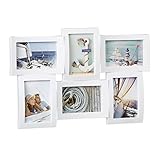 Relaxdays Bilderrahmen für mehrere Fotos, Collage für 6 Bilder, Fotorahmen in 3D-Optik, zum Hängen, 33 x 47,5 cm, weiß