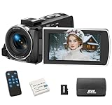 FIREFOTO Videokamera 4K 64MP Camcorder für YouTube, Video Kamera 18X Digitalzoom 3,0' 270° IPS Bildschirm, Vlogging Kamera mit 32GB SD-Karte, Batterie, Fernbedienung