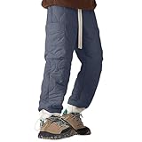 Beokeuioe Winddicht Gesteppte Hose Dicker Stepphosen Herren Warme Jogginghose Outdoor Daunenhose Plüsch Skihosen Thermohose Fleecefutter Winterhose Sporthose Freizeithose Fleecehose