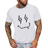 Herren Sommermode Lässig Rundhals Kleingedrucktes T-Shirt Kurzarmhemd Janker Herren