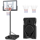 Yohood Basketballkorb Outdoor, Korbhöhe von 135 bis 305 cm, Basketballständer mit 111x72cm Rückwand, Basketball Korb für Kinder Jugendliche Erwachsene im Hinterhof/Auffahrt/Innenbereich