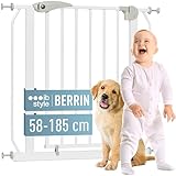 ib style Treppenschutzgitter für Babys Berrin 58-185 cm, Türschutzgitter, Absperrgitter für Haustiere,Ohne Bohren, Weiß, 68-76 cm
