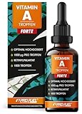Vitamin A Tropfen FORTE - 1000 µg pro Tropfen - 1800 Tropfen mit Vitamin A aus Retinylpalmitat - optimal hochdosiert & bioverfügbar - ohne Zusatzstoffe - laborgeprüft mit Zertifikat - 100% vegan