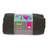 Bodhi GRIP2 Yoga Towel | Yoga-Handtuch mit Anrtirutsch-Noppen | Mikrofaser-Yogatuch | Rutschfestes Trainings-Handtuch | Ideal für Hot Yoga |Yogamattenauflage | Antibakteriell | anthrazit