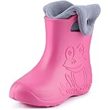 Ladeheid Eva Kinder Jungen Mädchen Gummistiefel Regenschuhe gefüttert Regenstiefel Gummischuhe LA-CA-04 (Rosa/Grau, 24/25 EU)