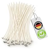 FALKENHORN® 50 Stück Kerzendochte 10 cm – Vorgewachst mit Sojawachs – Baumwolle mit Metallfuß – langlebig, geruchsneutral & rußarm – ideal für DIY Kerzen & Glaskerzen