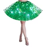 Jeansrock Damen Knielang A Linie St. Day LED-Tutu-Röcke für Damen, Ballett-Tanz-Tutu-Rock, leuchtende Röcke, glitzerndes Party-Kostüm Galaxy Damen (Green, One Size)