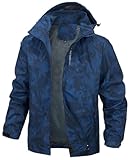 PADOLA Herren Jacke Herren Übergangsjacke Wasserdichte Regenjacke Windbreaker Windjacke Camouflage Softshelljacke Bomberjacke leichte Sommerjacke (6255 Dunkelblau 3XL)