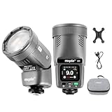 Blitz und LED-Videoleuchte 2-in-1, wiederaufladbarer Akku 2000 mAh, Blitzgerät mit rundem Kopf GN28, unterstützt HSS/TTL, Treiberlampe 3 W, zweifarbige Temperatur 2700 K ~ 6500 K, CRI  95