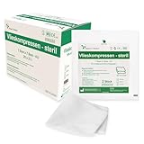 HansaGT Medical Vlieskompressen Kompressen Steril 7.5x7.5cm 50 Stück, Wundkompressen 4 Lagen, Wundauflage nicht haftend, Mullkompressen Wundgaze Kompresse, Saugkompressen, Verbandsmaterial