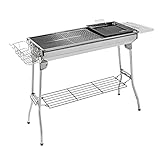 Kavolet Grillrost aus Edelstahl, Holzkohlegrill, großer Grill, tragbar, faltbar, mit Aufbewahrungskorb, Tablett, Bratpfanne, für Outdoor-Camper, Grillliebhaber