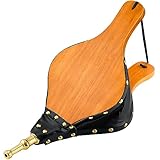 Amagabeli 42 x 17cm Holz Blasebalg für Kamin & Grill Grillblasebalg Grillgebläse Handblasebalg Luftgebläsebalg für Draussen Camping Holz Gebläse für Kamin Ofen Schwarz/Braun