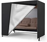 Ytwkafa Hollywoodschaukel Abdeckung 3 Sitzer, 420D Oxford Abdeckung Hollywoodschaukel Winterfest, Schwerlast ReißFest SchutzhüLle GartenmöBel Abdeckung Gartenbank (220×150×150cm Schwarz）
