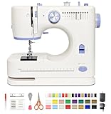 Nähmaschine für Anfänger mit 42 Stück Nähgarn Kit, Tragbare Nähmaschine mit 12 eingebauten Stichen, 2-Gang-Nähmaschine (hohe und niedrige Geschwindigkeiten) für Erwachsene