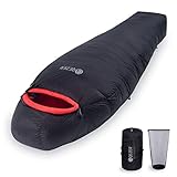 QEZER Winter Schlafsack Outdoor -10 C bis -20 Grad Warmer Daunen Schlafsack für kaltes Wetter Camping und Bergsteigen mit 660 FP Premium Daune (Schwarz, L)