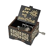 Xunboo Handkurbel-Spieluhr aus Holz, Retro-Spieluhr, You Are My Sunshine-Musik, Geschenk für Kind, Ehefrau, Ehemann und Freunde (Schwarz)