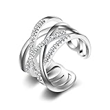 Silber 925 Ringe für Damen, Ring verstellbar offen für Damen Zirkonia Silberringe für Frauen Verlobungsring Trauringe Hochzeitsringe Antragsring Ringe Silberschmuck für jeden Anlass
