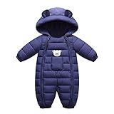 Baby Down Jacket Boys Girls Winter Jacket Toddler Long Sleeve Quilted Jacket Zip Windproof Jacket with Fleece Hood Warm Down Coat Outwear with Pockets Walkjacke Weihnachten Teenager Strickjacke