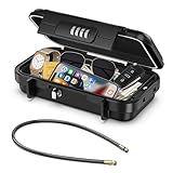 ORIA Tragbarer Tresor mit Zahlencode, Sicherheitsbox Outdoor Sicherheitssafe, mit Drahtseil abnehmbarem, Wasserdicht Schlüsselsafe mit Kombination, für Reisen, Strand, Camping, Büro - Schwarz