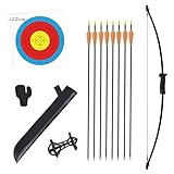 Recurve Bögen Pfeil und Bogen Set für Kinder mit Köcher zum Bogenschießen inkl. 8 Pfeile 66cm Kinderbogen für ab 14 Jahre Kinder Schießbogen Jugendbogen für Anfänger Jugendliche Outdoor