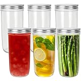 HYCKee Einmachgläser mit luftdichtem Deckel und Bändern, Einmachgläser mit breiter Öffnung für Gelee, Marmelade, Honig, Hochzeitsgeschenke, Gewürze und Kräuter, 720 ml, 6 Stück