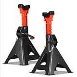 2X Unterstellböcke 3T Höhenverstellbar in 9 Stufen (29.5-43cm) unterstellböcke KFZ inkl. Gummiauflage Stützböcke für PKW, SUV & Kleintransporter