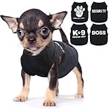 Chihuahua-Kleidung für kleine Hunde und Jungen, Sommer-Teetasse, Yorkie, Frühlingsbrief, Sicherheitshemden, weiches Welpentuch, kleines Hunde-Outfit, Haustier-Kleidung, Größe XXS, Schwarz, 4 Stück