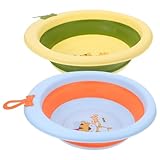 VICASKY Klappbares Babywaschbecken Faltbar aus Robustem Kunststoff 2 Stück in Grün und Blau Tragbares Kleinkind Becken für Neugeborene Bad Camping und Reisen