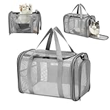 Quuylin Katzentragetasche, Transporttasche für Katze Hund, Hundetransportbox Hundebox Faltbar, Katzentransportbox mit Tasche & Griffen, Transportbox für Kleine Hund Katze, Zug, Reisen(46x26x29cm)