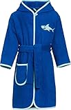 Playshoes Unisex Kinder Frottee-bademantel Morgenmantel, Hai, 122-128 EU