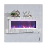 Elektrischer Wandkamin, Knopf-/Fernbedienung, ultradünner mit bunter Kristallflamme Wohnzimmer Kamin ﻿